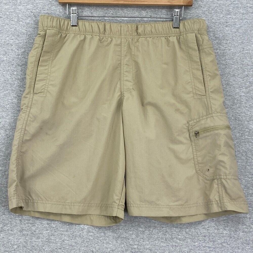 Columbia Shorts Mens Medium Khaki 9"L Omni Shade Belted Nylon Mesh Activewear